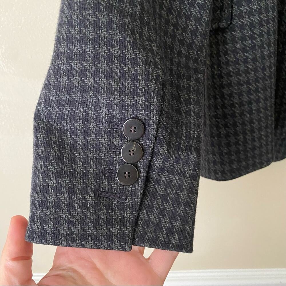 Theory | Shrunken Houndstooth Knit Twill Blazer Jacket Career Gray Black Size 4 - Picture 8 of 10